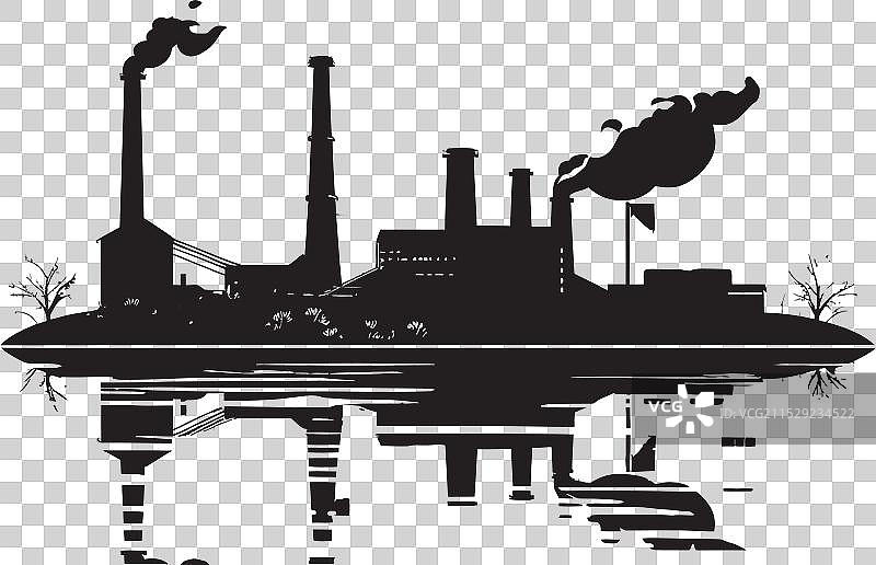 污染水流标志设计雾霭弥漫的海峡河流图片素材