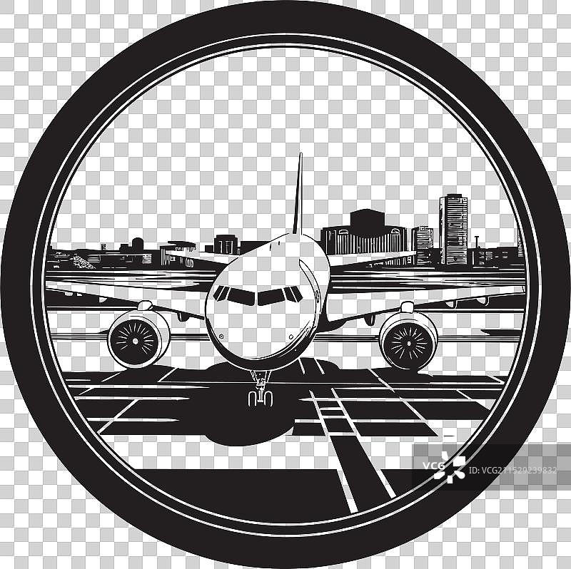 跑道山脊机场标志性场景航空全景图片素材