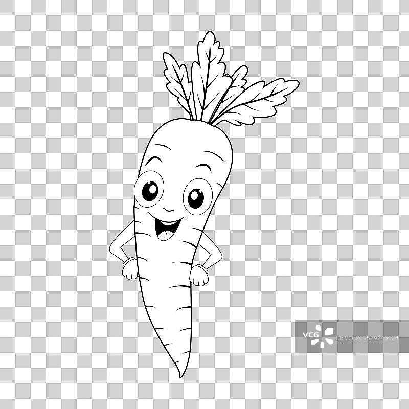 卡通风格的搞笑胡萝卜轮廓图片素材