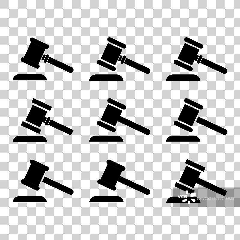 法官锤图标法律拍卖符号集合图片素材