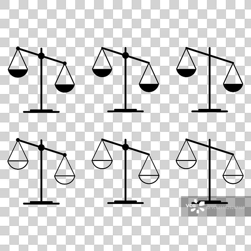 法律犯罪网站标志的平衡秤图标集合图片素材
