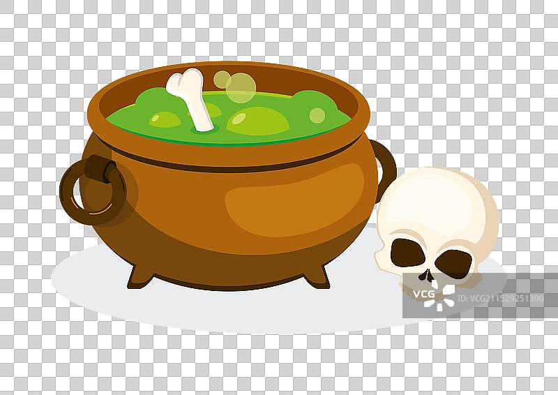 万圣节女巫的锅与绿色药水图标图片素材
