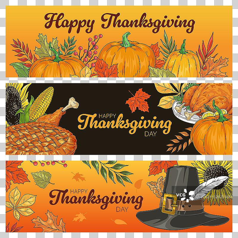 感恩节快乐海报套装图片素材