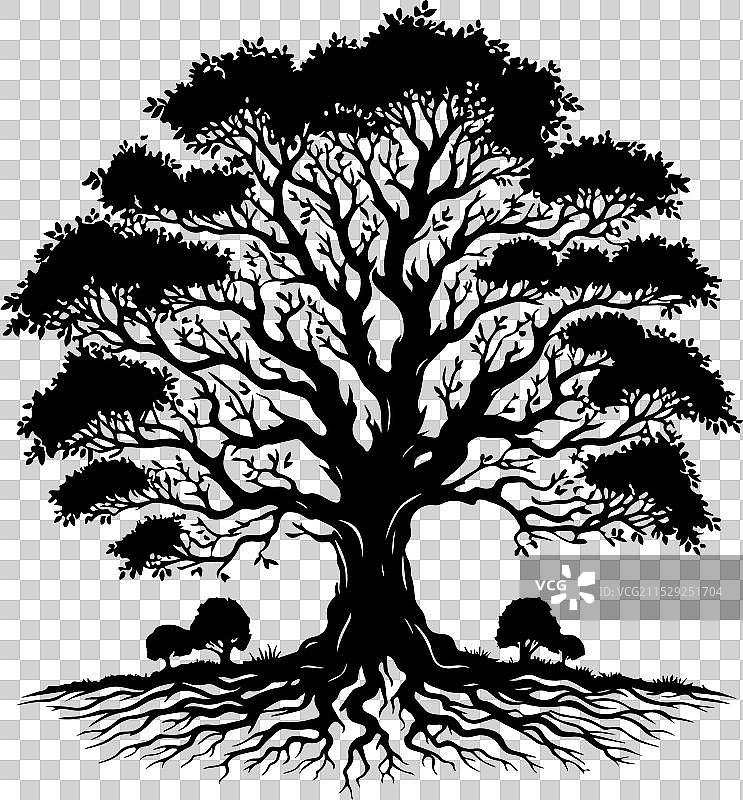 树木和标志设计的轮廓图图片素材