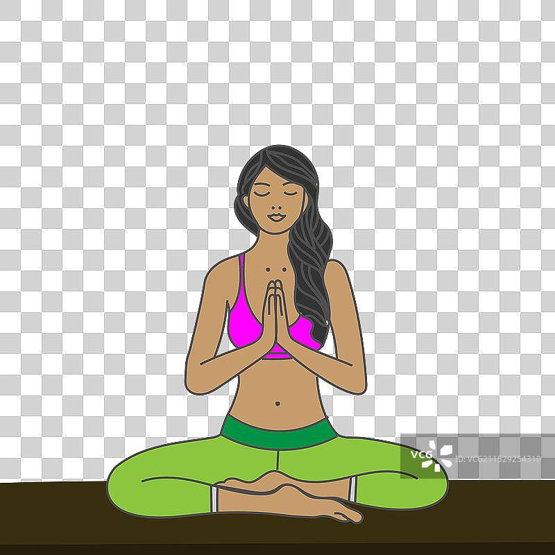 美丽女孩在国际瑜伽日做瑜伽图片素材