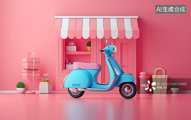 【AI数字艺术】可爱的电动摩托车图片素材