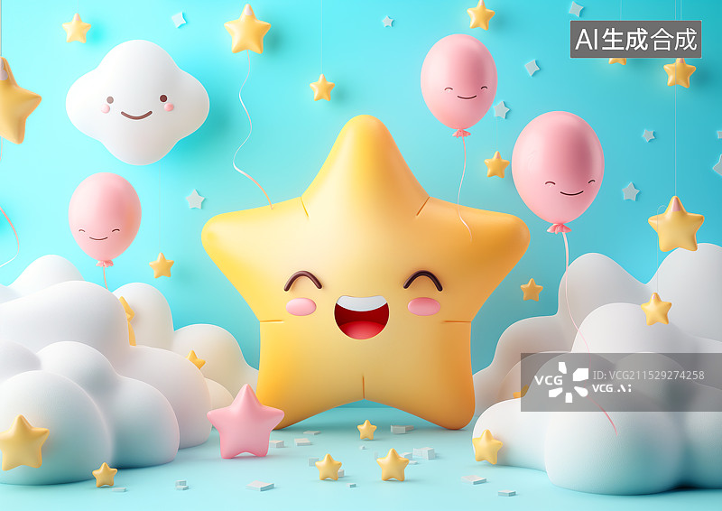 【AI数字艺术】派对背景云朵中的星星图片素材