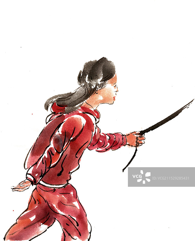 拽着绳子跑的女孩图片素材