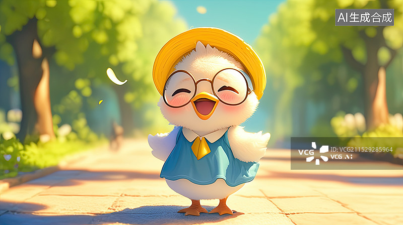 【AI数字艺术】呆萌可爱的小白鸭图片素材