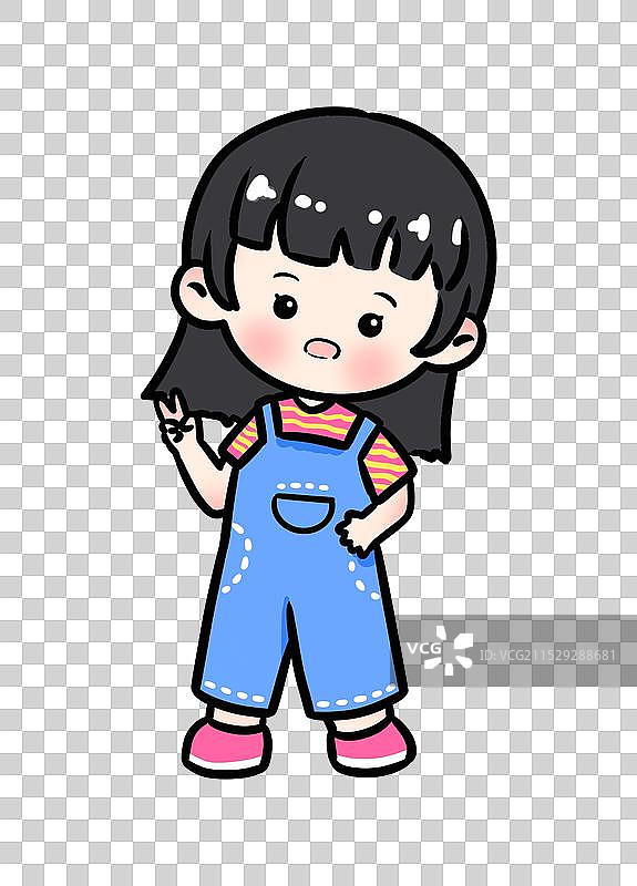 卡通人物小女孩插画元素图片素材