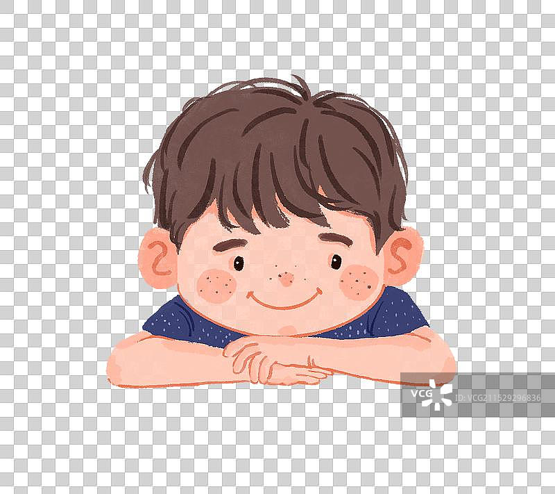 儿童插画 趴着的小男孩图片素材