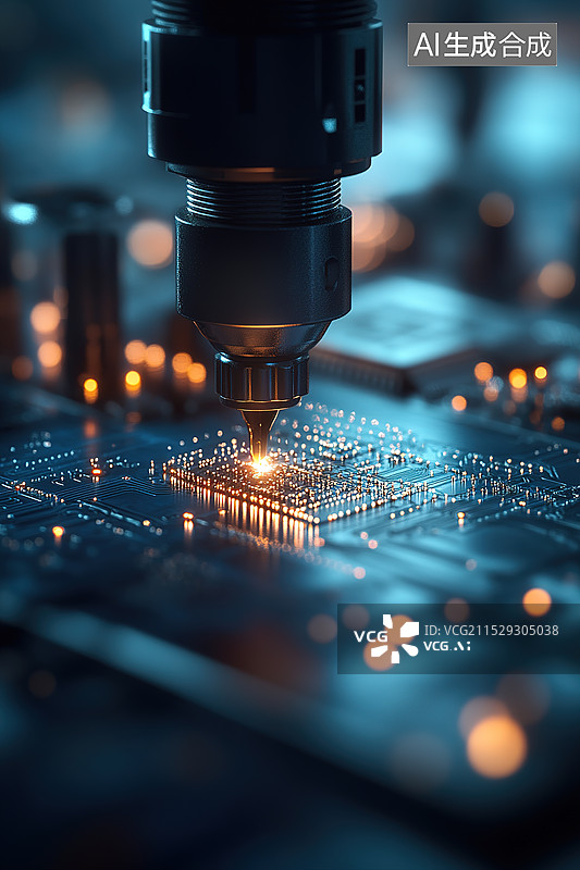【AI数字艺术】科技风光刻机和芯片电路板特写图片素材