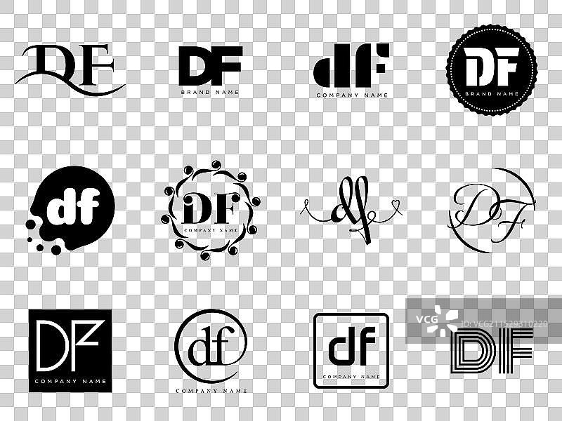 字母D和F的公司模板标志设计图片素材