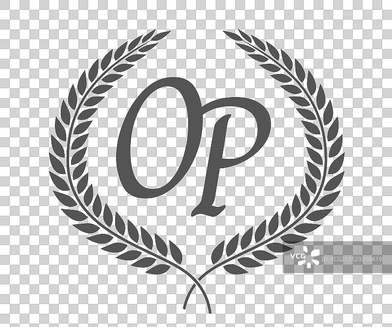 字母O和P的初始组合单色标志设计图片素材