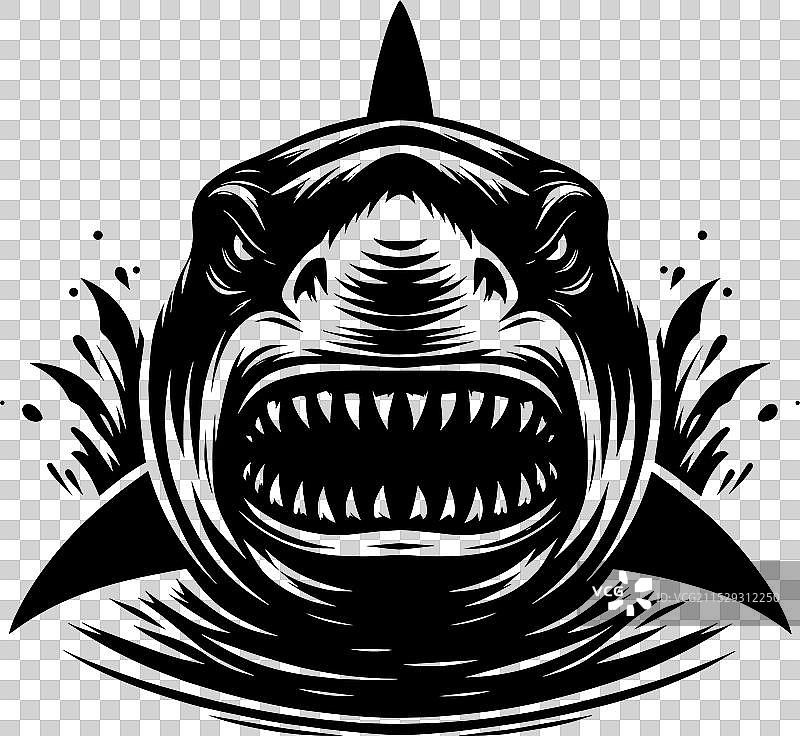 大鲨鱼轮廓在白色背景上孤立显示图片素材