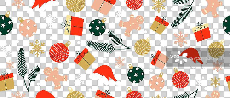 新年或圣诞节的绿色无缝图案图片素材