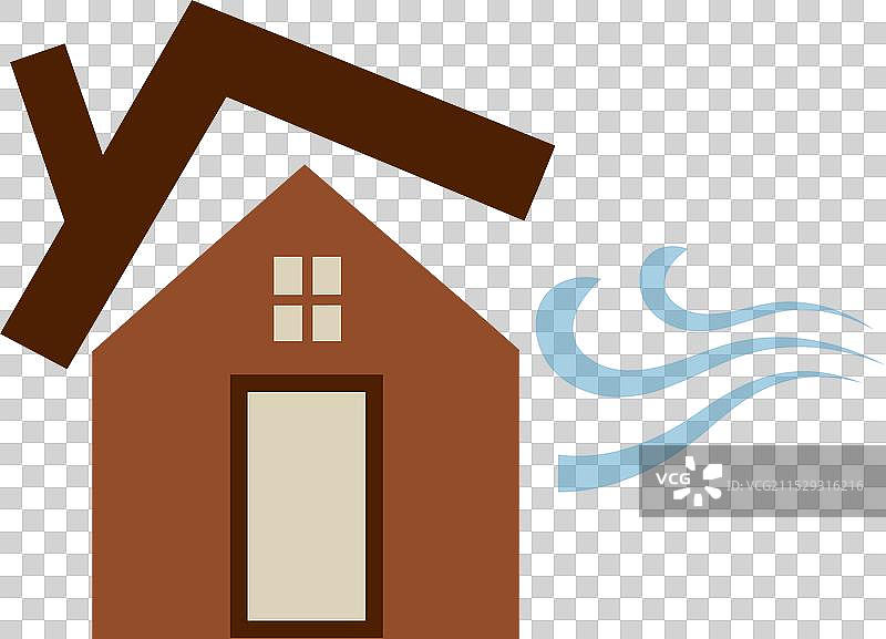 风暴中的狂风摧毁房屋，自然灾害的色彩图片素材