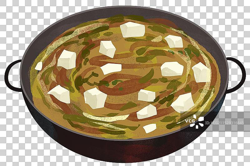 咸菜滚豆腐酸菜酱菜泡菜铁锅炖火锅豆腐传统食物食材饮食美味味道资讯插画图片素材