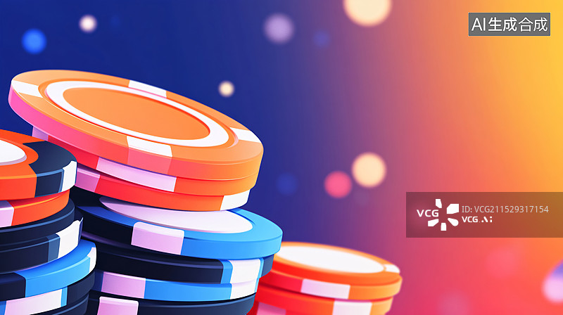 【AI数字艺术】游戏筹码的三维渲染背景图片素材
