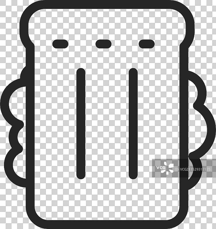 烤三明治线条图标午餐食品符号图片素材