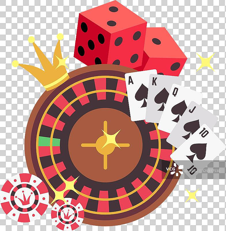赌场轮盘赌博骰子游戏彩色图标图片素材