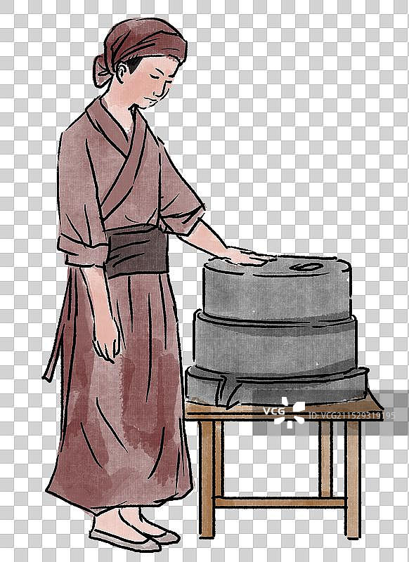 中国风新中式古风古典传统文化古装古人古代古时候历史文化国学经典豆腐西施人物劳动站姿资讯插画图片素材