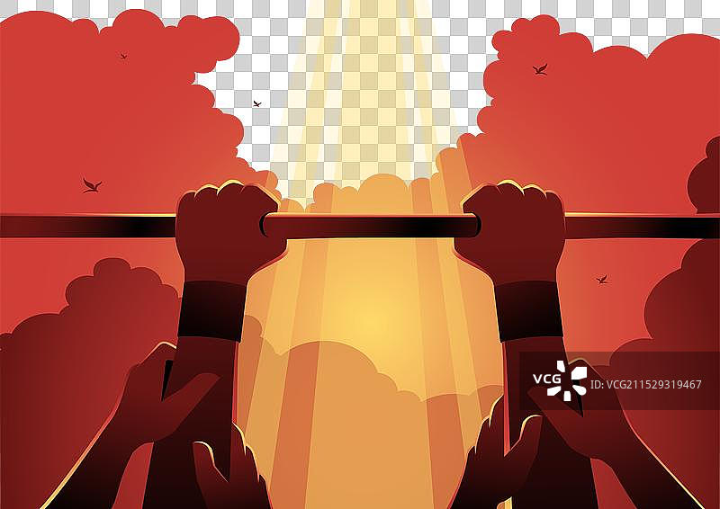 亚伦和胡尔扶着摩西的手图片素材