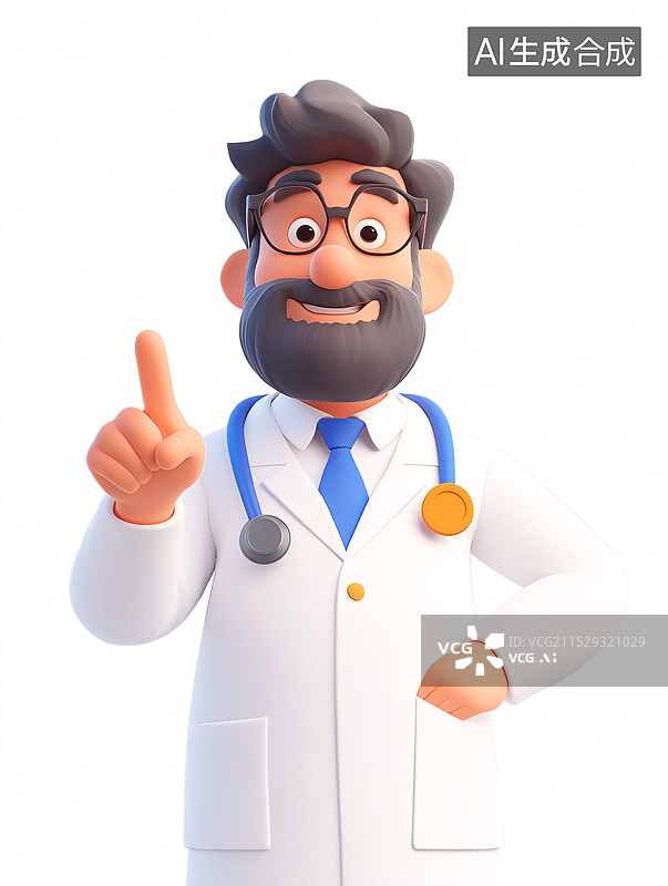 【AI数字艺术】中国医师节的医生职业3D插画图片素材