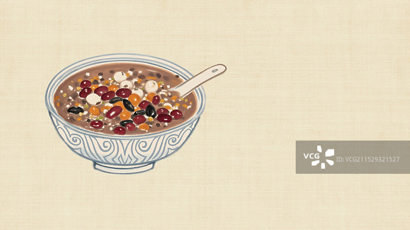 中国风国风水墨风天津特色小吃马记茶汤插画健康特色美食年俗美味二十四节气插画图片素材