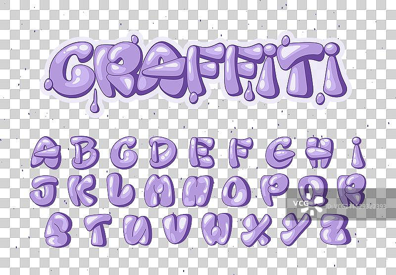 涂鸦气泡字母卡通街头艺术字体图片素材