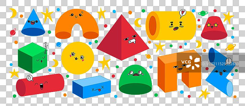 几何图形抽象形状可爱的面孔图片素材