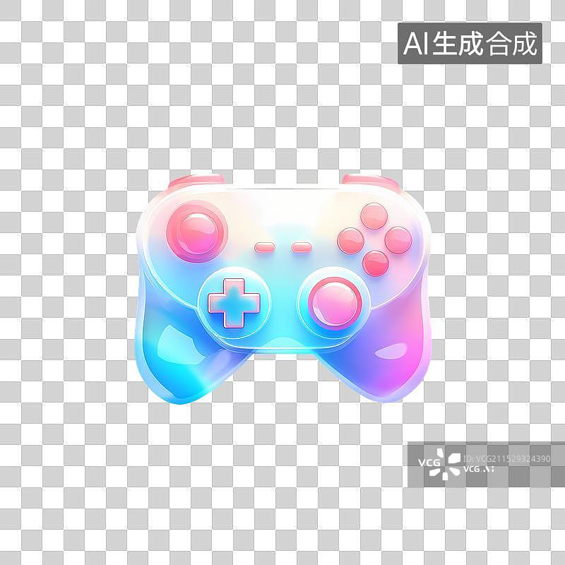 【AI数字艺术】简约梦幻玻璃质感3D游戏手柄图标图片素材