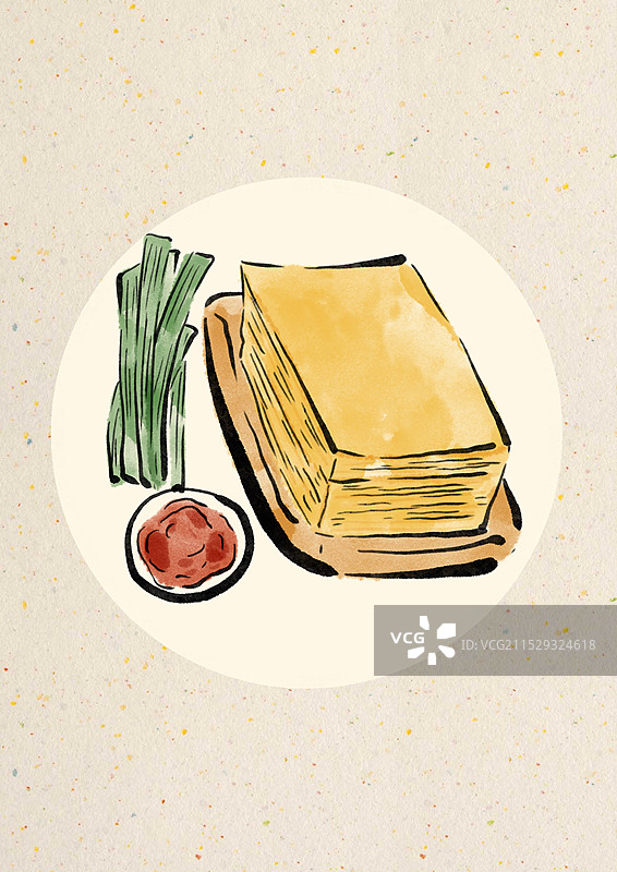 国潮风临沂美食插画-煎饼卷大葱图片素材