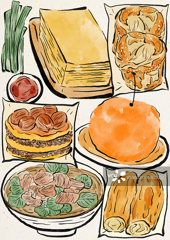 国潮风临沂美食插画图片素材
