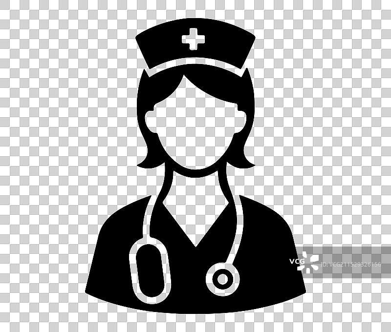 女性医生和护士图标剪影图片素材