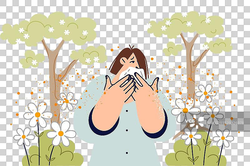 女性对春季花粉过敏图片素材