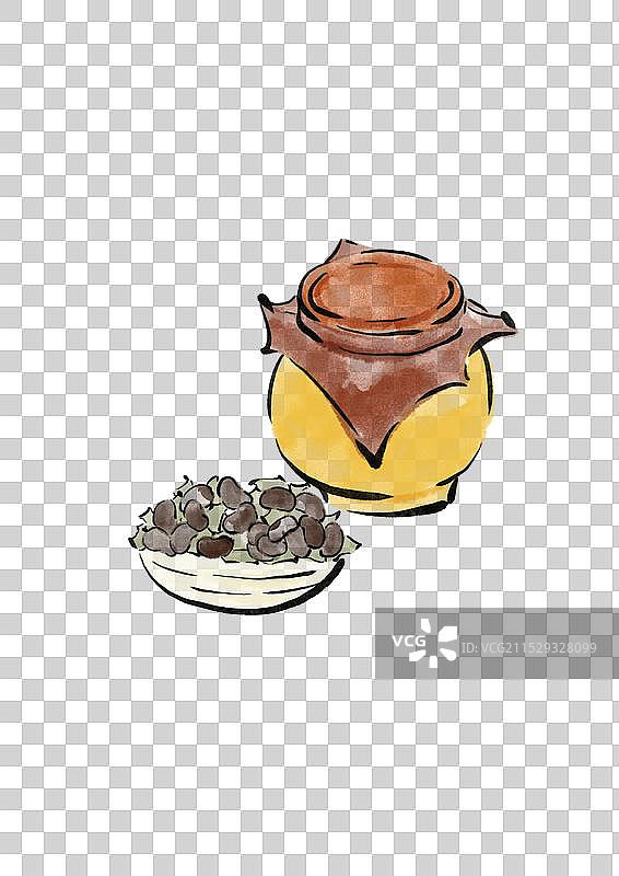 国潮风临沂美食插画元素-八宝豆豉图片素材