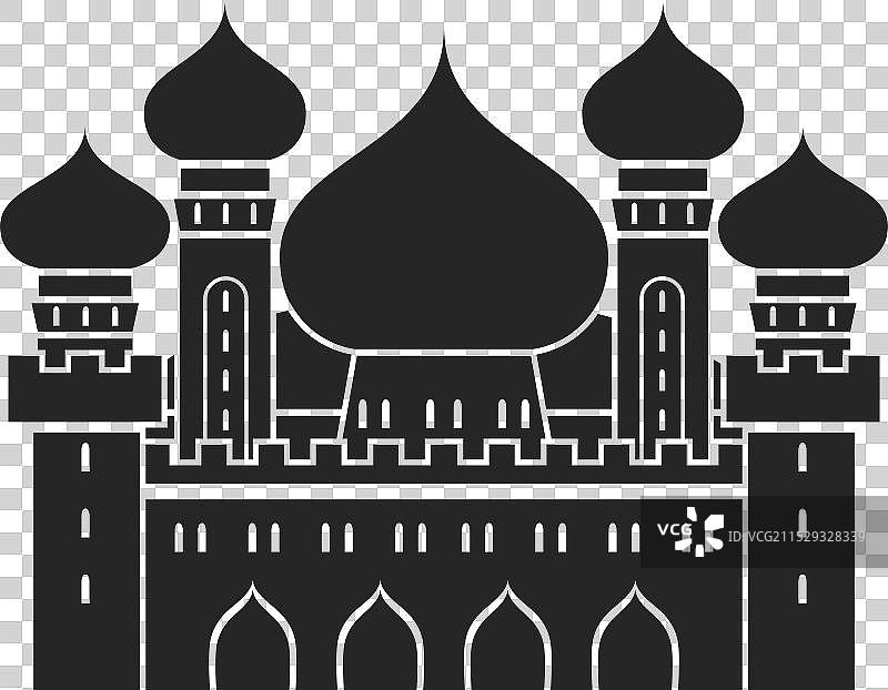 黑色东方塔中世纪城堡建筑图片素材