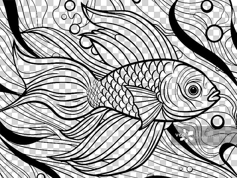 抗压涂色书中的大鳍鱼图片素材