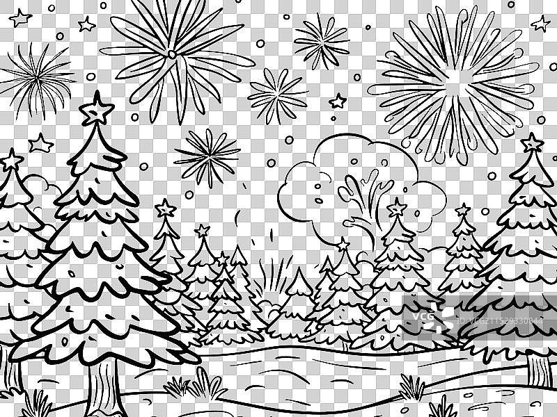 迷人的雪景与完美的树木图片素材