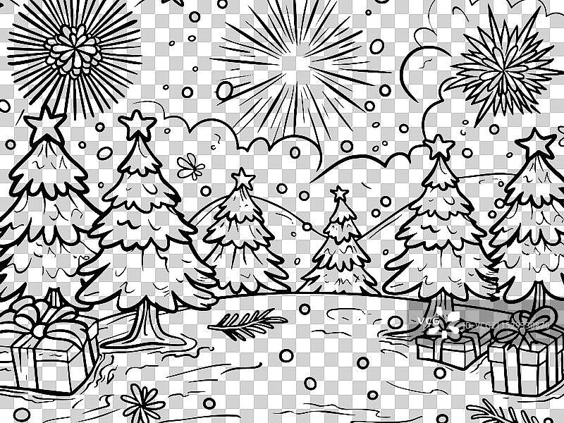 迷人的雪景与完美的树木图片素材