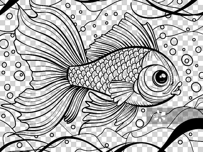 抗压涂色书中的大鳍鱼图片素材