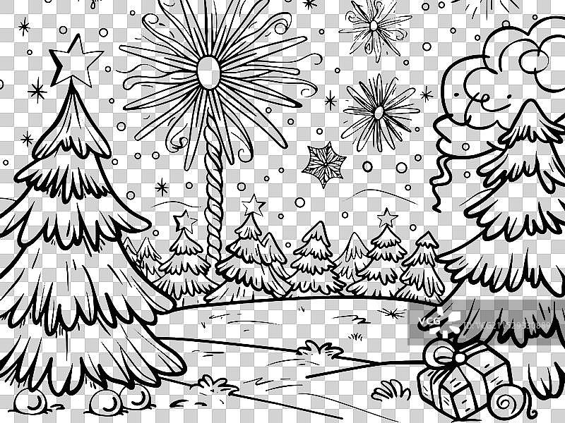 迷人的雪景与完美的树木图片素材