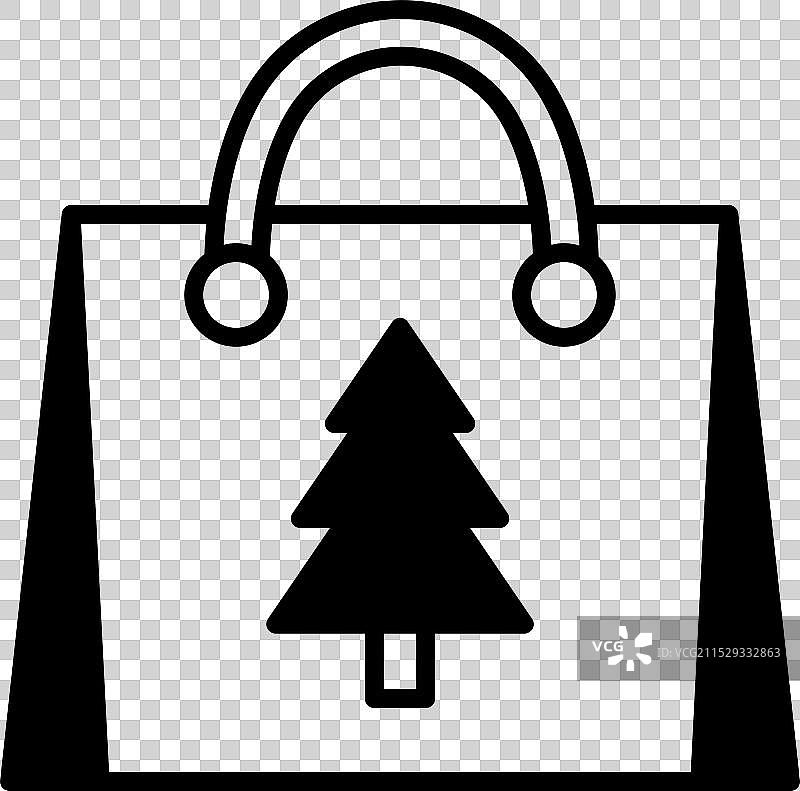 黑白图像的购物袋与一个图片素材