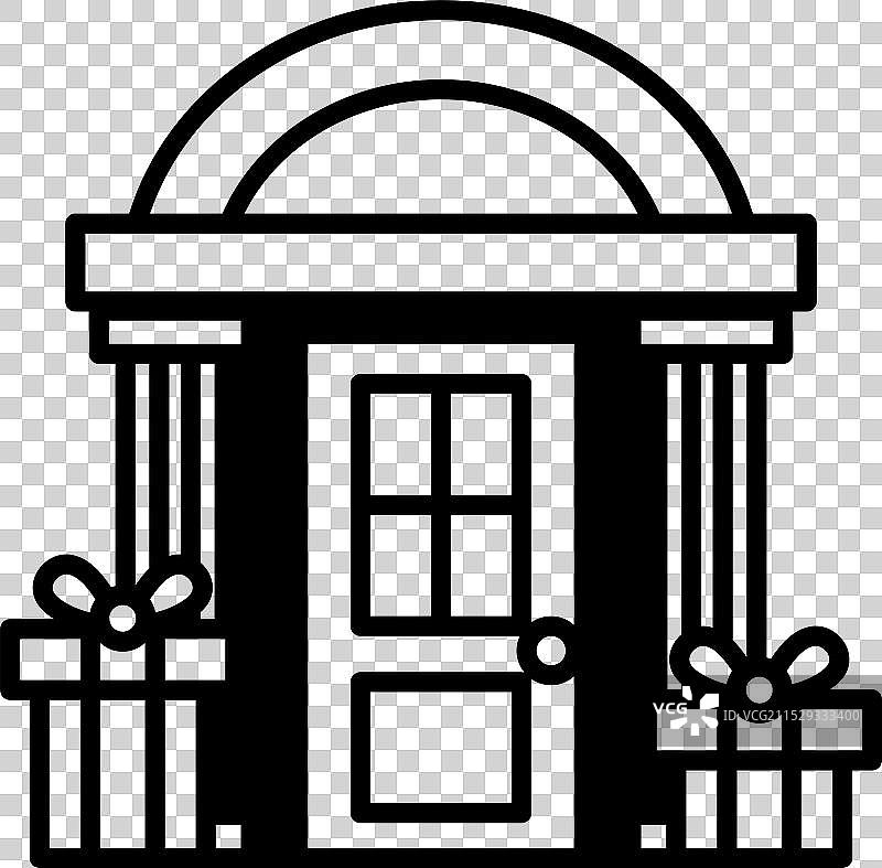 圣诞节当天的前门与礼品盒图片素材