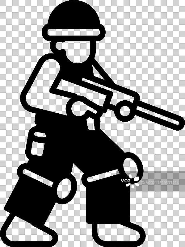 一名士兵手持枪械，戴着头盔。图片素材