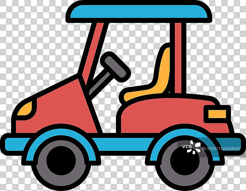 一幅黑白高尔夫球车的画作图片素材