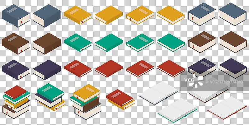 各种色彩斑斓的书籍陈列在一个图片素材