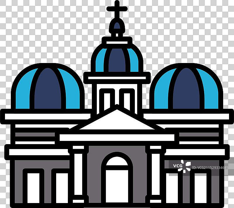 一座顶部有圆顶和十字架的大楼图片素材