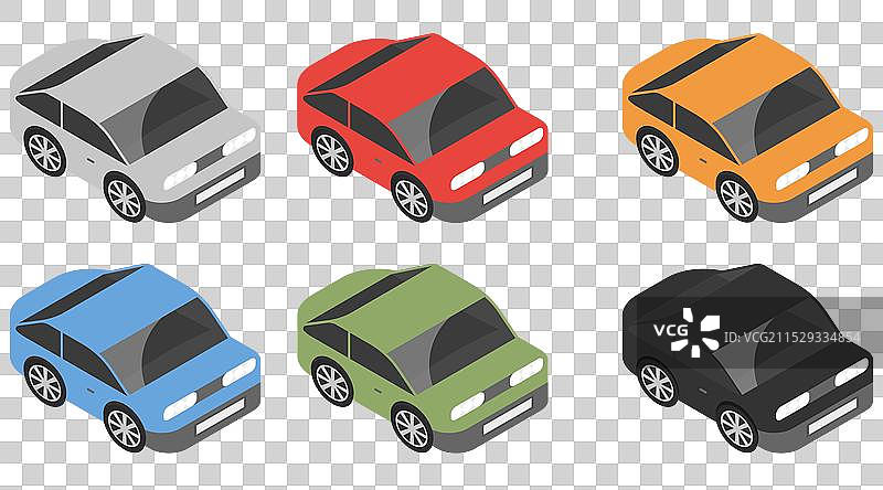 等距平面多色乘客汽车图片素材